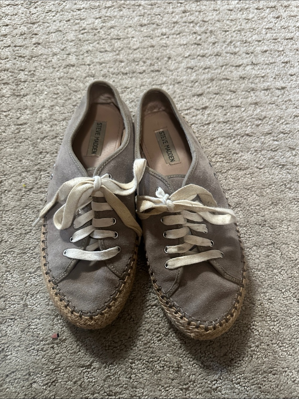 Steve Madden Taupe Espadrille Sneakers with Cream Laces